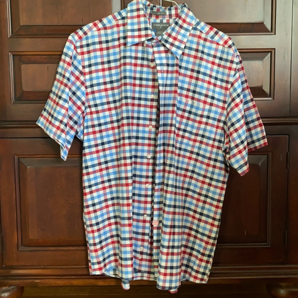 Saddlebred Red/White/Blue Short Sleeve Button Down